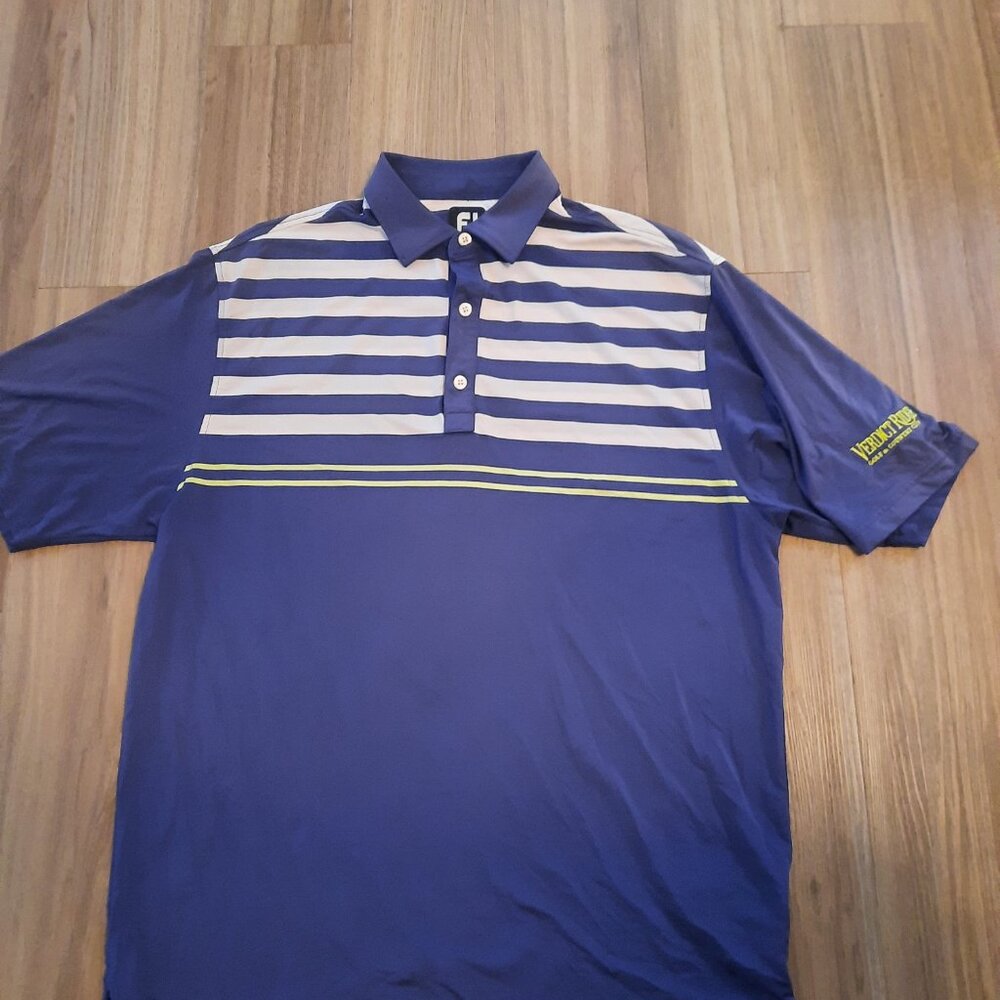 FootJoy Verdict Ridge Blue Striped Polo; Size L-Free Shipping!